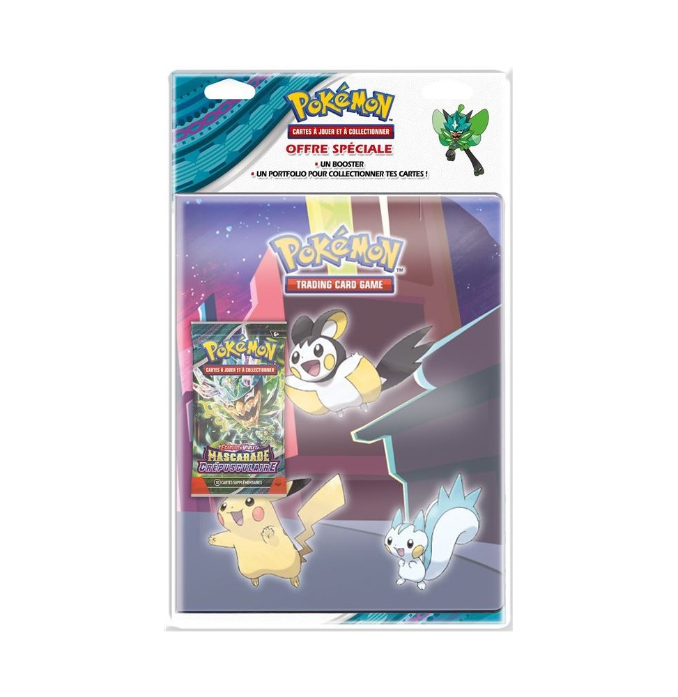 Portefolio Pokémon + 1 Booster Mascarade Crépusculaire (Modèle Aléatoire)